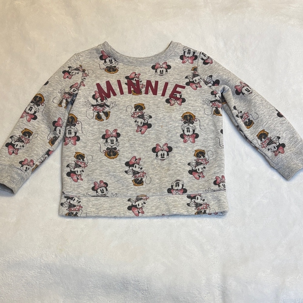 Disney Minnie Mouse Patterned Gray Sweatshirt